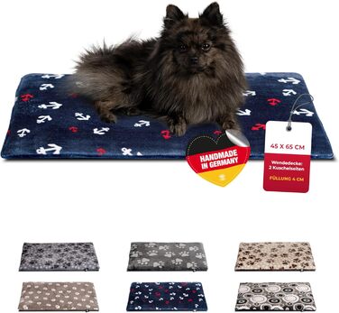 Лежанка для собак XS (45x65 см) – двостороння, м'яка, з наповнювачем 3 см – для дивану, авто, переноски – Anker, Made in Germany 45 x 65 см, блакитна