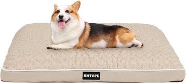Ортопедичне ліжко для собак, матрац для собак з двошаровим дизайном, миється, знімний кошик для собак, 90 см для собак маленьких та середніх порід, бежевий колір, розмір 89 x 59 x 10 см