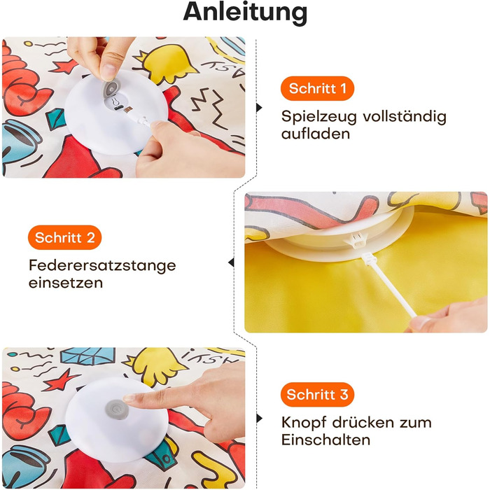 Інтерактивна іграшка для котів Potaroma з автоматичною подачею пір'я - перезаряджувана, активується дотиком, з мишачими звуками, ідеальна для активних котів, корпус Graffiti