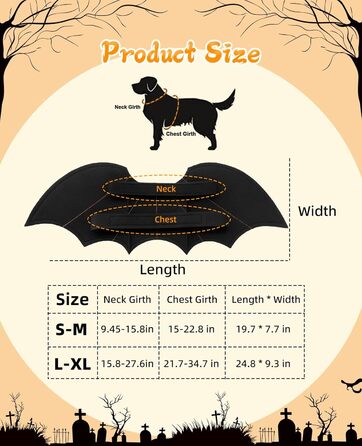 Костюм на Хелловін для собак: крила кажана, карнавальний костюм для тварин, для цуценят, маленьких, середніх та великих собак, веселе косплей, розмір L-XL