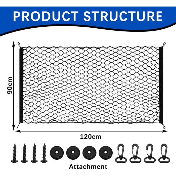 Сітка захисту для автомобіля, 120x90 см: бар'єр для собак, захист заднього сидіння, двошарова