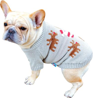 Пуловер для собак та котів на Новий Рік, вітронепроникний, теплий зимовий одяг для маленьких, середніх та великих собак та котів. Пуловер для маленьких собак (світшот олень, L)