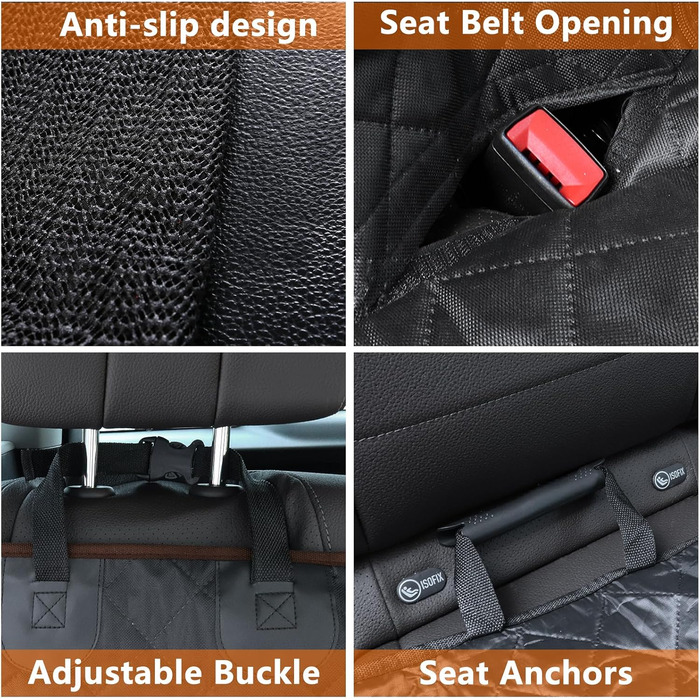 Накладка на сидіння автомобіля для собак Alfheim, водонепроникна, антиковзаюча, сумісна з Isofix, стійка до подряпин, універсальна, коричнева