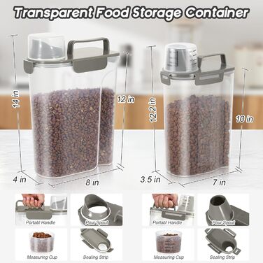 Контейнер для корму для собак та котів, 3,6-5,4 кг, BPA-free, сірий