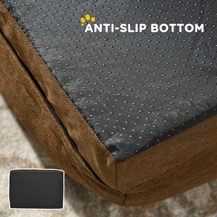 PawHut ліжко для собак заспокійливе, м'яке, для маленьких собак - (колір коричневий, розмір L 90 x 69 x 21 см)