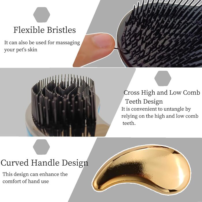 Маленька щітка для собак у формі коми, підходить для Йоркширського тер'єра, Ши-тцу, Мальтізе, Мальтіпу, Померанського спанієля - М'які щетинки для легкого видалення шерсті, аксесуари для цуценят (Рожеве золото)