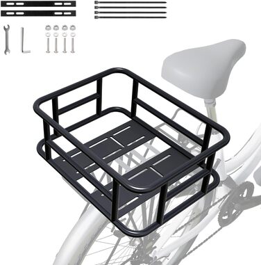Металевий задній кошик для велосипеда: міцний, великий, з дощем. Підходить для велосипедів та електровелосипедів, для покупок, перевезення собак. Без внутрішнього мішка, з сіткою для багажу.