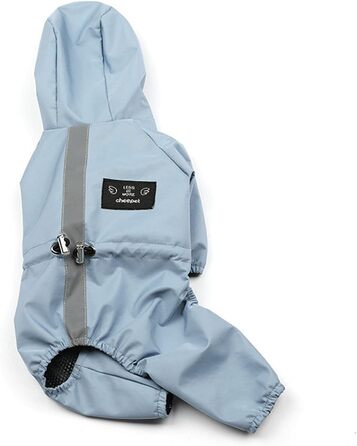 Водонепроникний дощовик для собак з капюшоном, для цуценят та собак середніх розмірів, з відбиваючими смугами, легкий дощовик XL блакитного кольору