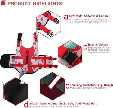 Спасальний жилет для собак AENKU: червоний (полуниця), середній розмір