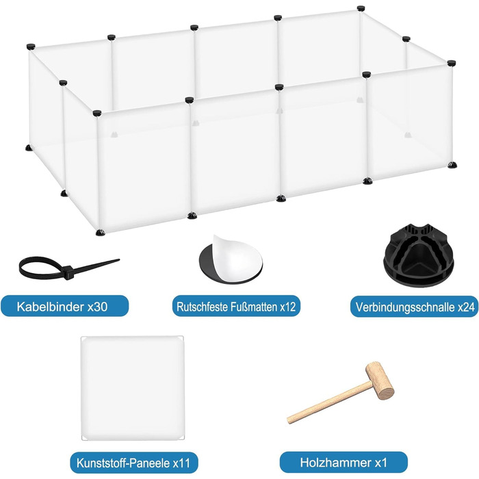 Клітка-вольєр для кроликів, морських свинок, дрібних тварин, без дверей, 145x75x48 см, прозора