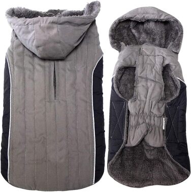 Теплий флісовий худі для собак маленьких та середніх порід. Зручна куртка для цуценят на холодну зиму. Сірий колір, розмір M (1 шт.)