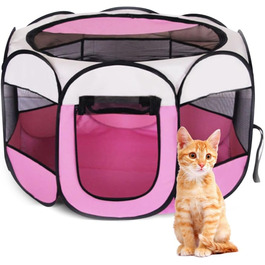 Клітка-загон для цуценят та дрібних тварин 74x74x43 см, рожева