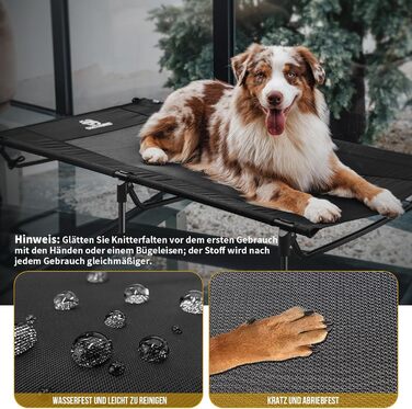 OneTigris лежанка для собак Outdoor, піднята лежанка 21 см, 130x70 см, зручна та дихаюча, міцна, легко миється, для кемпінгу, чорна L