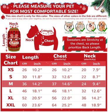 Теплий святковий пуловер для собак з отвором для шлейки, червоний в клітинку, з оленем. Підходить для собак маленьких, середніх та великих порід, котів, цуценят. Ідеальний для осені та зими.