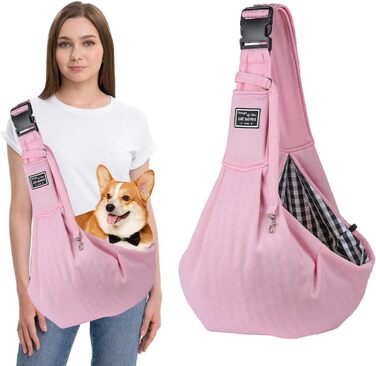 PETCUTE Сумка-переноска для собак до 7.5 кг, рожева, з регульованим ременем та передньою кишенею