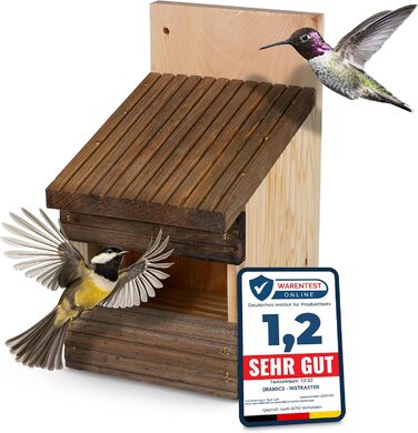 Два навісні будиночки для птахів Oramics - годівничка для диких та садових птахів, вологостійка, для саду, балкону та тераси