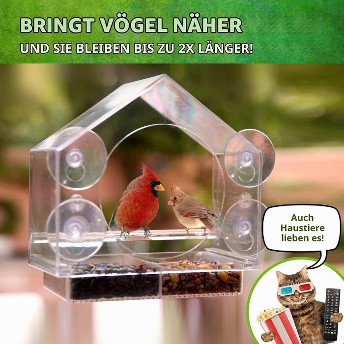 Годівниця для птахів на вікно Nature Anywhere Birds-I-View, прозора станція для годування птахів
