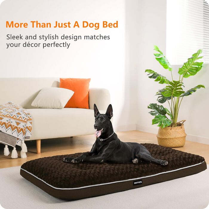 Ортопедичний лежак для собак, двоярусний килимок, миється, знімний кошик, 120 см, для великих собак, коричневий (L 120 x 74 x 12 см)
