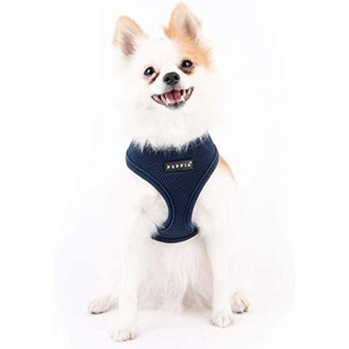 Нашийник для собак Puppia, XL, Navy Blue (темно-синій) - м'який, для малих та середніх порід, також для цуценят, анти-pull