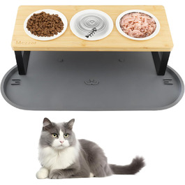 Набір з 3 годівниць для котів Mezzar Katzennapf: керамічні миски з підставкою, 15° нахил, ергономічний дизайн