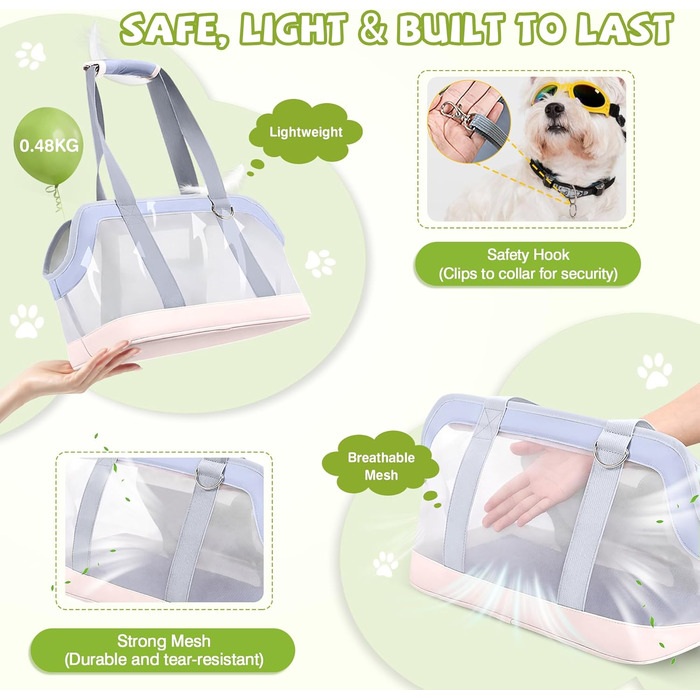 Транспортна сумка для собак та котів ALLSOPETS, легка, дихаюча, для подорожей, до ветеринара, рожева/сіра