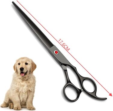 Набір професійних ножиць для грумінгу собак та котів 7.0 дюймів (5-в-1), нержавіюча сталь 440C, з витончувальним ножем, вигнутими та прямими ножицями, гребінцем для шерсті