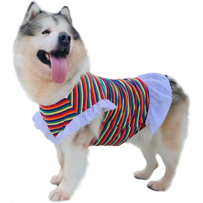 Сукня для собак принцеса з квітковим принтом, жовта в горошок, для великих собак, легка та дихаюча, для весілля, дня народження, вечірки, розмір XL (Сукня принцеса, XL)