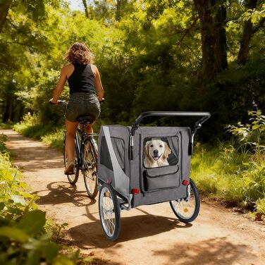 Причіп для собак 2-в-1 Hundefahrradanhänger Jogger до 40 кг - легкий, з посиленим дном та прапорцем безпеки