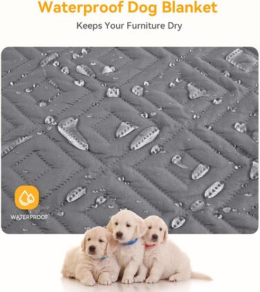 Водонепроникний килимок для собак, антиковзкий та пральний, ковдра для собак та котів, захисна ковдра від шерсті та подряпин для дивану, ліжка, автокрісла (Сірий, 127x152 см)