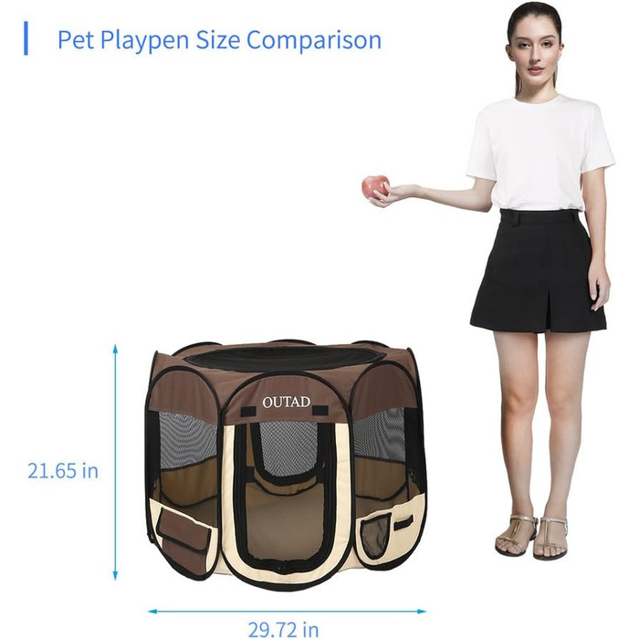 Клітка-манеж для тварин Robereanw, переносна клітка для цуценят, собак, котів, кроликів та дрібних тварин (M)