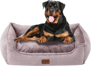 Ортопедичне ліжко для собак середніх та великих порід, 73x59x18 см, м'яке та зручне, кошик для собак з високим бортиком, знімний та пральний чохол, неслизьке, хакі, для дому/автомобіля