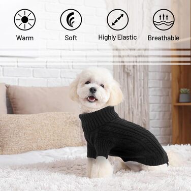 Пуловер для собак на Новий рік - теплий, з дірочкою для повідка, для чихуахуа, рейнхаунд та котів (S/L, чорний)