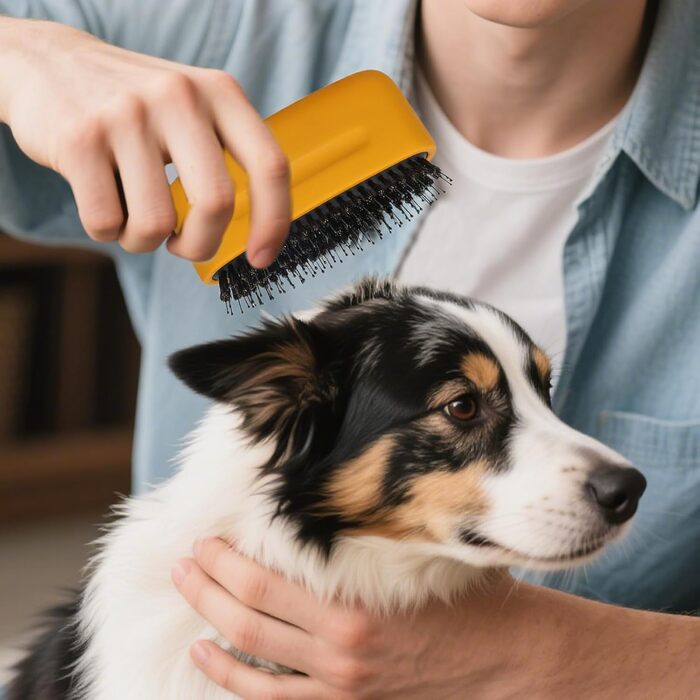 Щітка для вичісування підшерстка собак, щітка для догляду за шерстю проти линяння, аксесуар для купання собак та котів з довгою шерстю для щоденного догляду за цуценятами та домашніми тваринами, білий (жовтий)