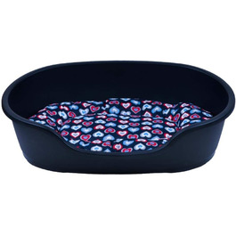 Корзина для собак Adena 71x48 см, антрацит + подушка серця, блакитна (92x61x26 см)