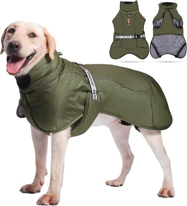 Зимовий теплий одяг для собак ALLSOPETS з відбиваючими елементами, розмір 3XL, армійний зелений