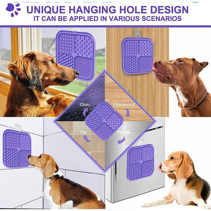 Килимок для собак з присосками, повільне годування, зменшення тривоги, зелений та фіолетовий, 2 шт.