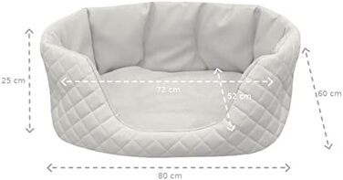 Ліжко для собак Juelle з штучної шкіри, стежка, для середніх собак, м'яке ліжко, диван Queen S-XL (80x60 см, Білий)
