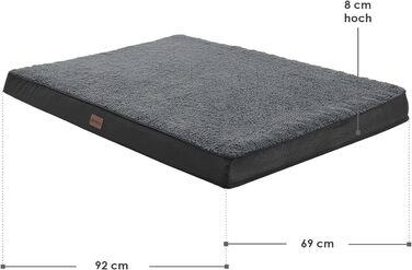 Ортопедичне ліжко для собак Juskys Milow 92x69 см, сіре, знімний і праний чохол, м'який та міцний матрац для середніх собак