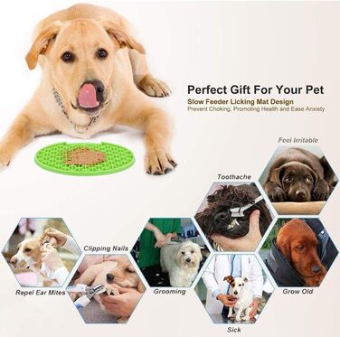 Килимок для облизування собак та котів - 2 шт. Slow Feeder, з міцним присоском, для ласощів, купання, дресирування (синій, зелений)