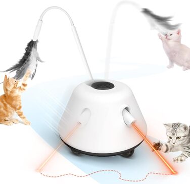 Інтерактивна іграшка для котів TGFIX 3 в 1 – електрична, з колесами та лазером, інтелектуальна іграшка, уникає перешкод, чорна