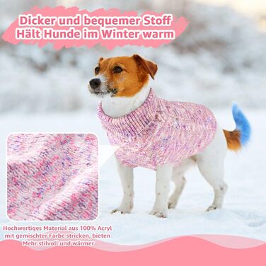 Пуловер для собак SlowTon, рожевий, для дрібних та середніх порід, з отвором для повідка, теплий в'язаний пуловер
