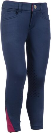 Дитячі штани для верхової їзди Kinder Reithose Comfy HKM | Легінси для верхової їзди з силіконовими колінами та двома кишенями | Cranberry та темно-синій | Розміри 104-110