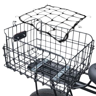 Задній велосипедний кошик W&H складний, великий металевий, з аксесуарами для монтажу, сіткою та відбивачем. Підходить для собак, покупок, пікніків