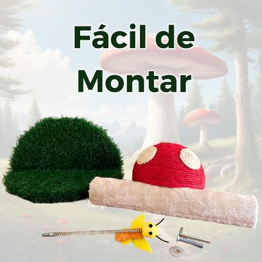 Котячий когтетоп Kratzbaum з мотивом грибів - когтетоп для котів 45 см з трьома текстурами, когтетоп-стійка, когтетоп з товстої тканини, котячі меблі, котячий когтетоп