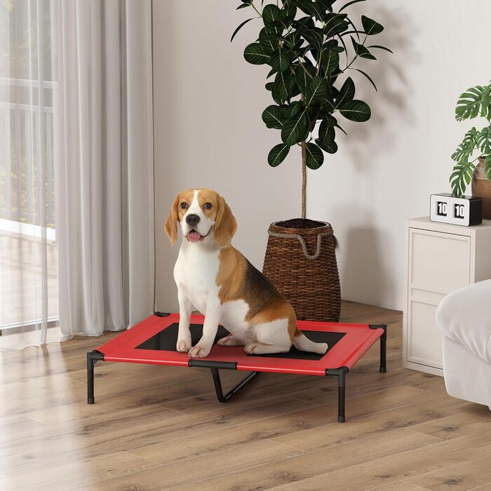 Крісло-ліжко для собак PawHut, вуличне, чорно-червоне, 92 x 76 x 18 см