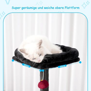 Котячий будиночок Hey-brother Kratzbaum 108 см: багатоповерховий котячий будиночок з подряпувальними стовпами, кошиком, просторим будиночком та іграшкою-помпоном, червоно-чорний MPJ007SBR