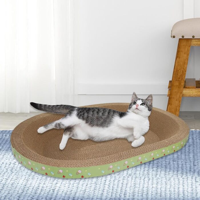 Котячий когтеточка з картону Perfk овальної форми, ігрова зона для котів, 57 см