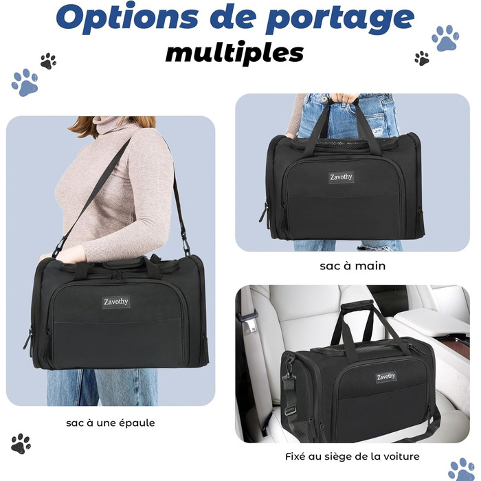 Транспортна сумка для котів та собак, переноска, дихаюча та легка, переноска для котів з регульованим плечовим ременем, знімна подушка (Чорний, XL)