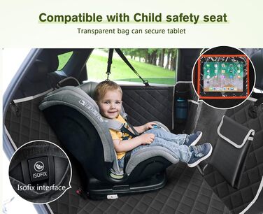 Автогамак для собак Pecute, жорстка основа, 135×63 см, підвищені боковини, повністю закритий, водонепроникний, протиковзкий, стійкий до подряпин, сумісний з дитячим автокріслом