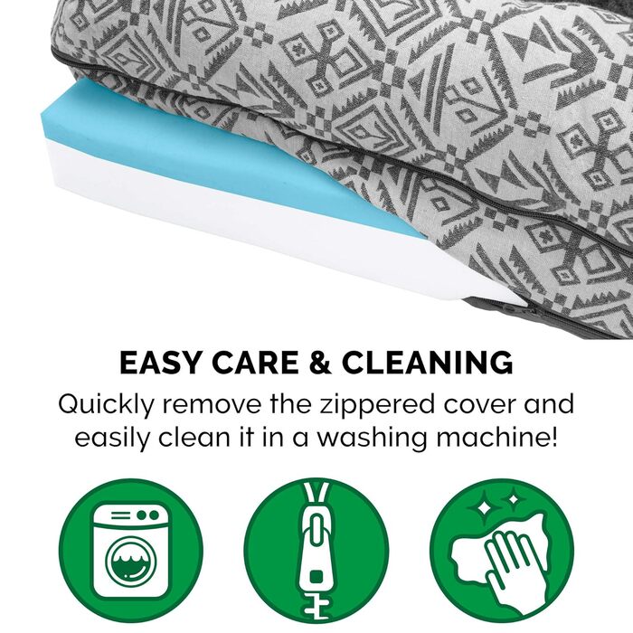 Холодне ліжко для собак Furhaven з гелевою піною, плюш та декор у стилі південно-західного килима, дизайн у стилі дивану знімний, пральний чохол, фіолетово-сірий, розмір L, 91 x 69 x 17 см